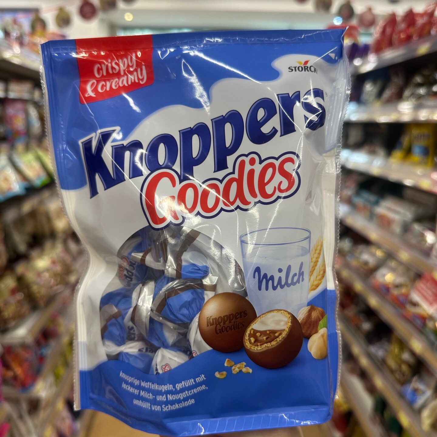 香港代购Knoppers榛子夹心朱古力球牛奶味酥脆巧克力零食袋装180g