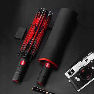 抗风暴三折纤维不锈钢全自动雨伞男士折叠105cm大伞面黑胶防晒傘