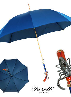 Pasotti晴雨伞珐琅彩蝎子镶嵌水晶把手蓝色男伞晴雨两用雨伞遮阳