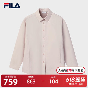 FILA Fila女子梭织长袖衬衫2026春新款休闲简约纯棉宽松上衣