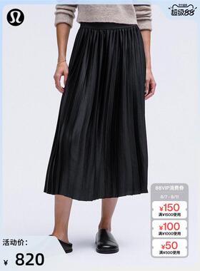 Satin 女士缎面褶饰中长半身裙丨lululemon丨LW8ALES