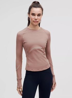 Rulu 女士跑步长袖 T 恤 *Ref 透气芯吸丨lululemon丨LW3GI6S