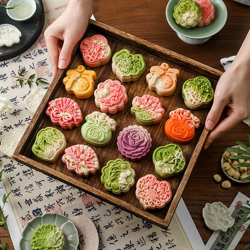 中式国风花前月下兔月饼模具