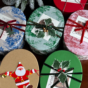 2026新款圣诞节礼盒烘焙曲奇饼干糖果包装盒子大号椭圆形圣诞礼物