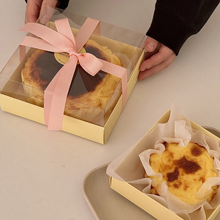4寸6寸巴斯克芝士蛋糕盒轻乳酪包装 盒戚风透明西点盒韩系打包盒子