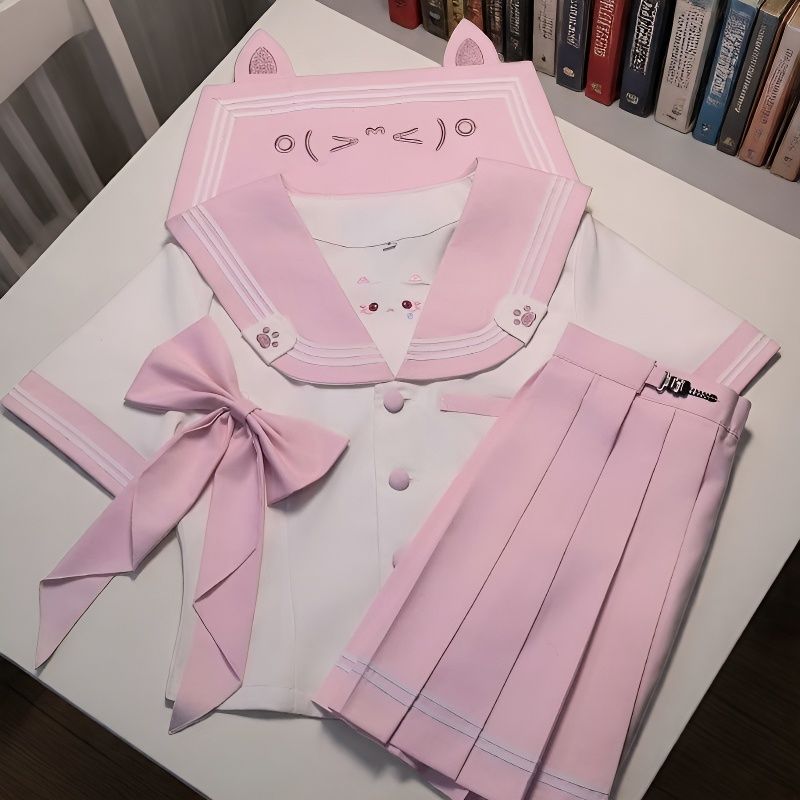 【小桃灼灼】日系水手服套装粉色