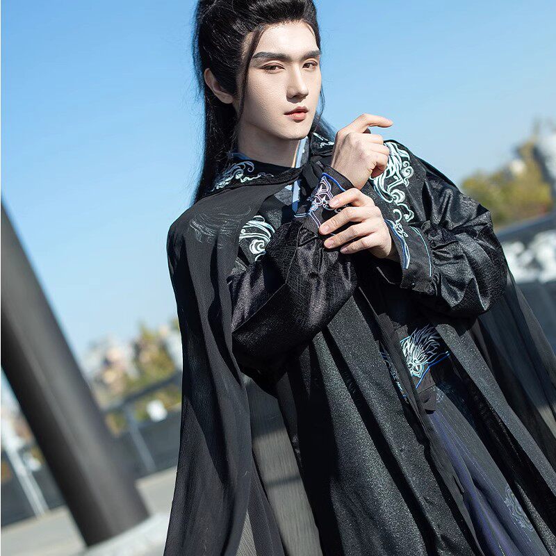 원래 노래로 만든 HANFU 남자의 슈퍼 멋진 망토 일일 롤 플레잉 스크립트 킬러 COS 의류 의상 정장