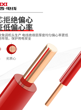 德力西家用电线BV国标单股铜芯硬线阻燃家装纯铜1.5-6平方50米