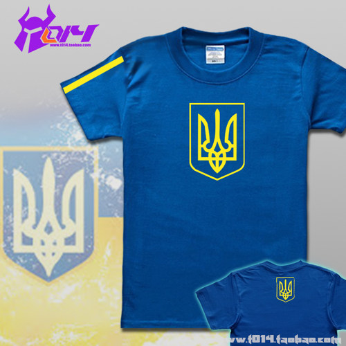 Ukraine乌蓝黄旗帜T恤