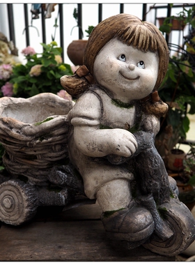 氧化镁花盆做旧美式风卡通装饰品