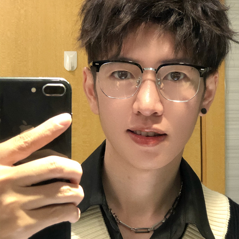 斯文败类眼镜男网红商务眉毛框