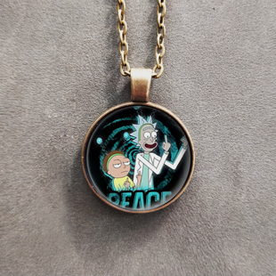 瑞克和与莫蒂项链挂链毛衣链复古吊坠动漫游戏创意生日礼物挂件