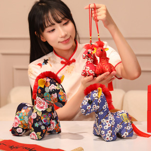 国风布艺小马挂件公仔玩偶民俗马钥匙扣毛绒玩具娃娃 马年吉祥物