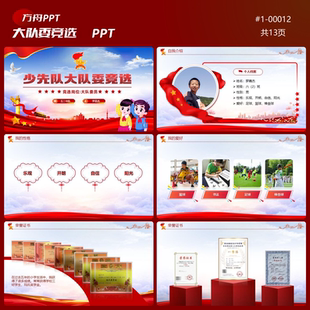 1-00012小学生少先队大队委竞选PPT模板红色成品模板