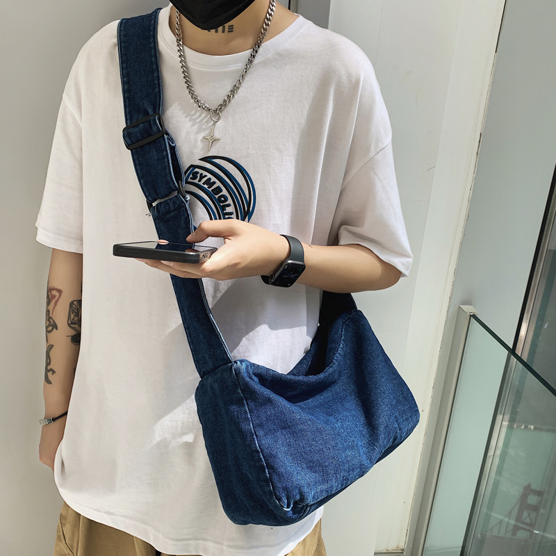 斜挎包男ins日系潮牛仔布挎包百搭大学生休闲背包手提单肩包男生,箱包皮具/热销女包/男包,男士包袋,淘宝优惠券,粉丝福利购,淘宝优惠卷