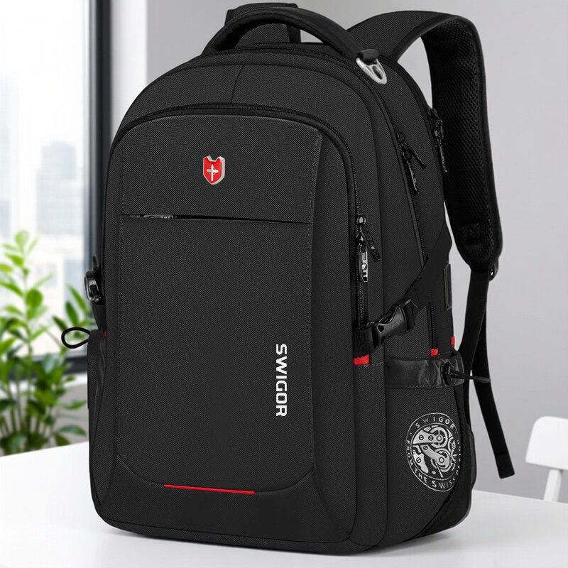 瑞士军士刀双肩包男初中生高中生书包商务出差旅行包电脑包男背包