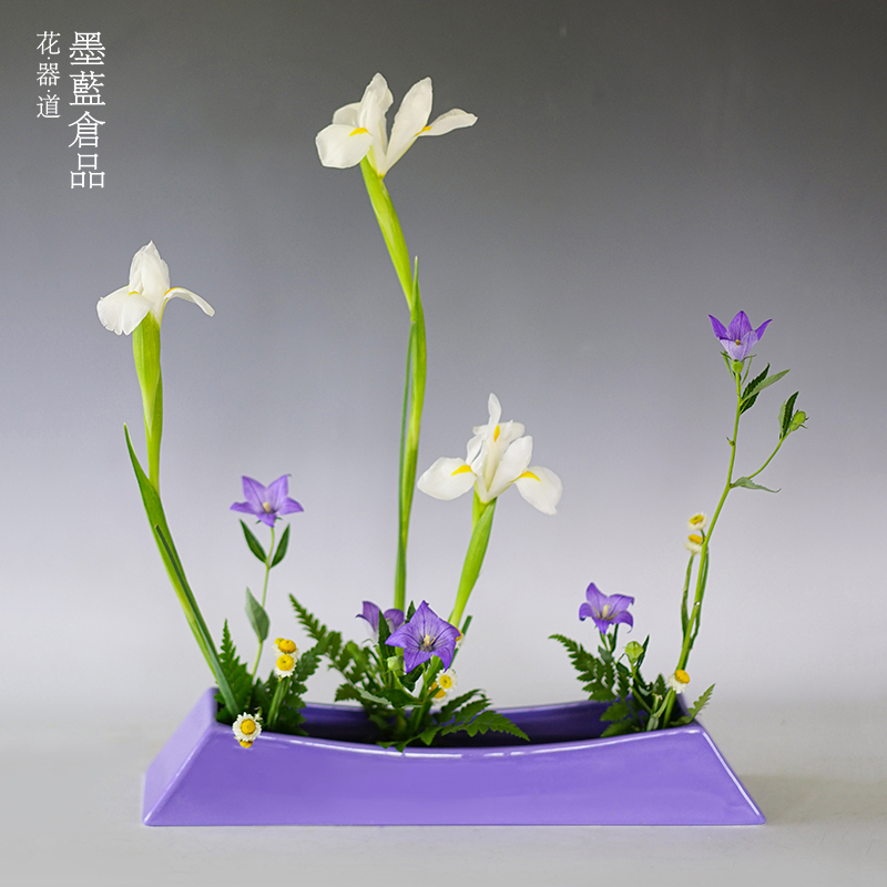 日本标准小原流船型花器陶瓷