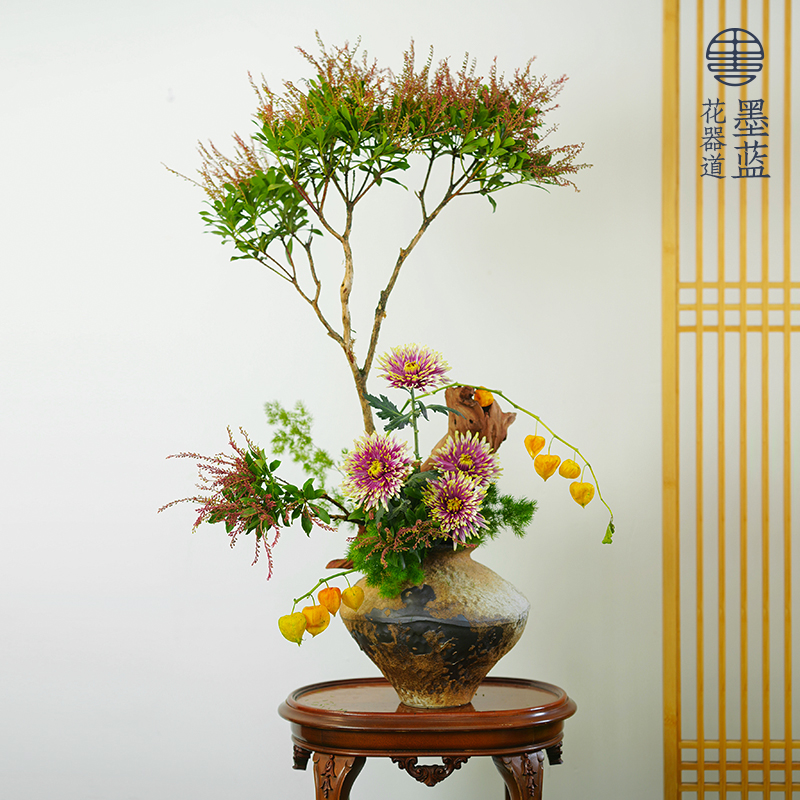 粗陶设计款侘寂风禅意摆件插花瓶