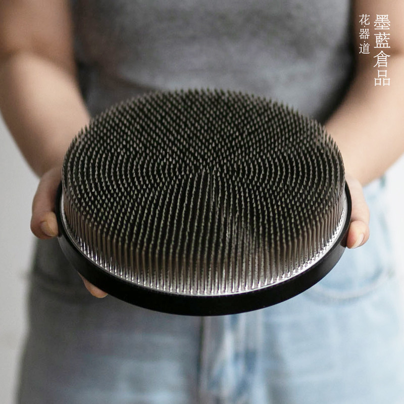超大不锈钢针剑山插花器特大禅意中式日式花道插花工具插花神器