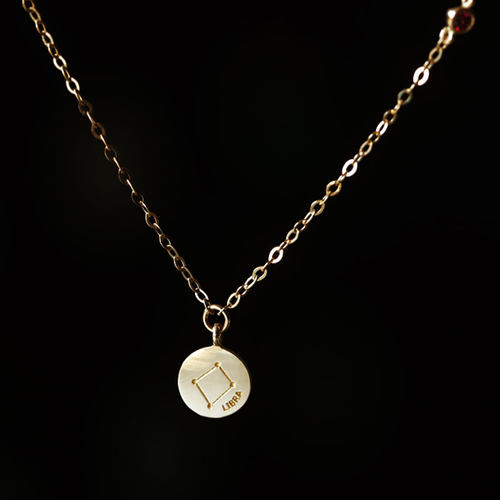 韩国14k黄金星座项链锁骨链女