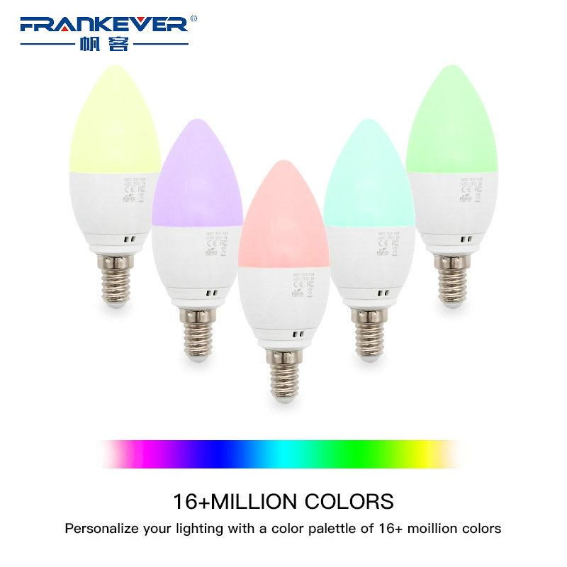 新款e14智能蜡烛灯泡 smart bulb 5W智能火焰灯wifi智能led蜡烛灯