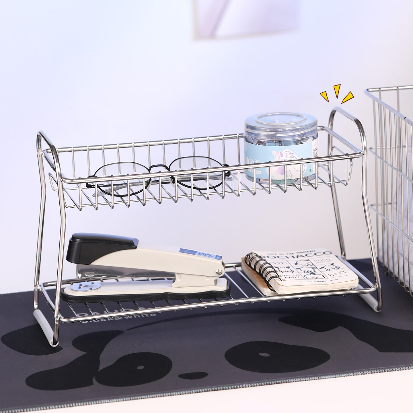 书桌不锈钢收纳架子桌面多层收纳架学生宿舍办公桌分层架小书架子,收纳整理,书桌收纳置物架,淘宝优惠券,粉丝福利购,淘宝优惠卷