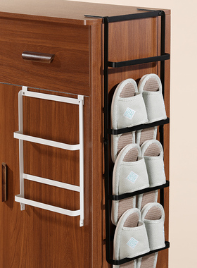 日式侧挂拖鞋置物架金属鞋柜专用家用拖鞋架隐藏式柜门内挂式鞋架