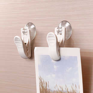 日式吸盘挂夹多用无痕毛巾手套挂壁夹子贴墙多功能收纳夹米木5232