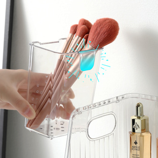 侧挂式收纳盒化妆品带钩收纳篮侧壁延展小挂篮透明亚克力置物架子