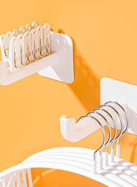 日式多用加长挂钩阳台贴壁衣架收纳架家用挂壁式塑料置物架.4204