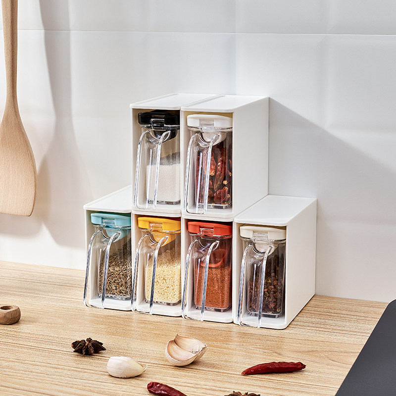 日式窄款调味盒小空间专用调料盒带手柄味精盐罐置地壁挂双用5067