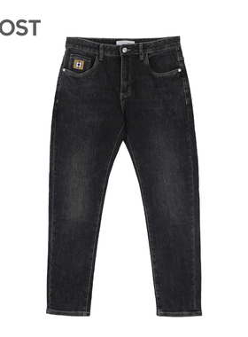 MOST男装黑灰色微弹牛仔裤男直筒刺绣修身休闲裤子C107203026