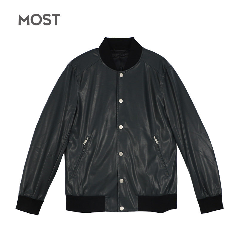 MOST男装棒球领皮衣韩版潮流修身青年帅气皮夹克C107104012