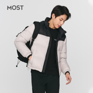 MOST/姆氏德男装撞色羽绒服男宽松连帽白鸭绒外套C211120016