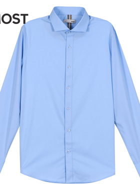 MOST男装秋季长袖蓝色衬衫男士商务韩版休闲宽松衬衣C107102015