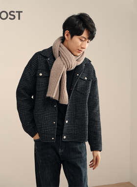 MOST男装潮流时尚工装上衣羊毛保暖茄克格子休闲外套C110104033