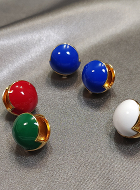 相思豆球形耳扣小众设计感蓝色珐琅釉红豆耳环女欧美简约气质TARA