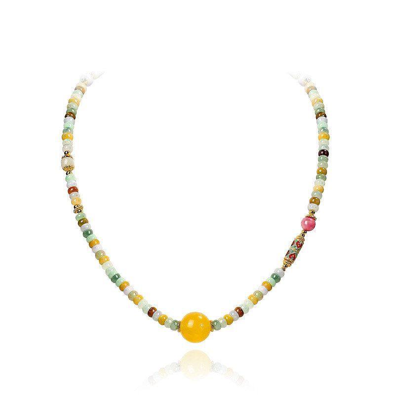 蜜蜡现货毛衣链链串珠女多色工厂批发玉料原矿锁骨吊坠项链满肉