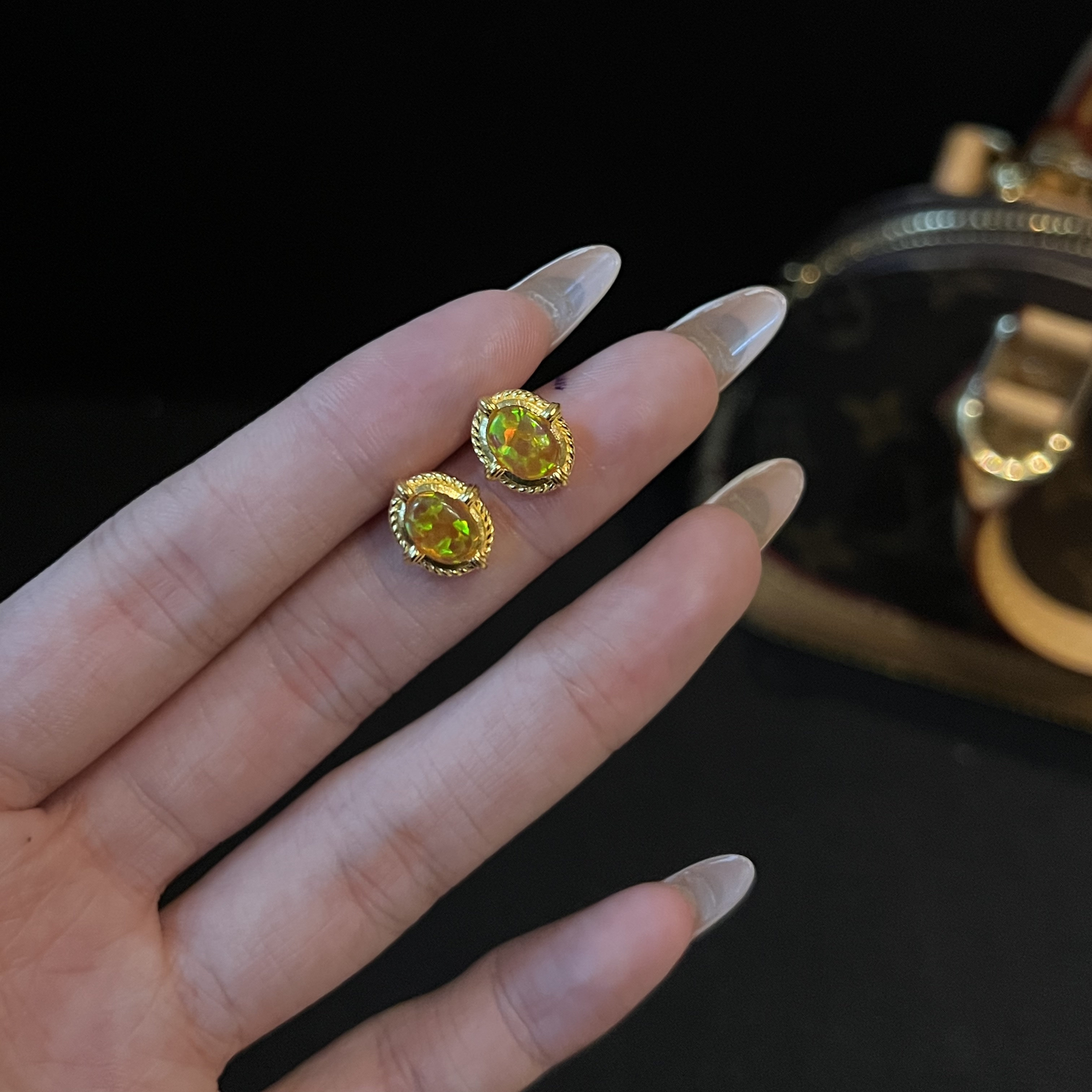 足金999水贝黄金炫彩火欧耳钉2025新款耳饰耳环送女友耳钉