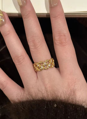 5D999点钻丁香繁花黄金戒指