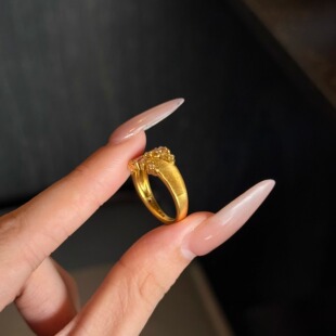 5D足金999镶嵌钻石水滴星辰戒指新款2025水贝黄金送礼送女友