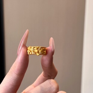 5D足金999镶嵌钻点钻硬金版喜鹊登梅戒指新款2025水贝黄金送礼