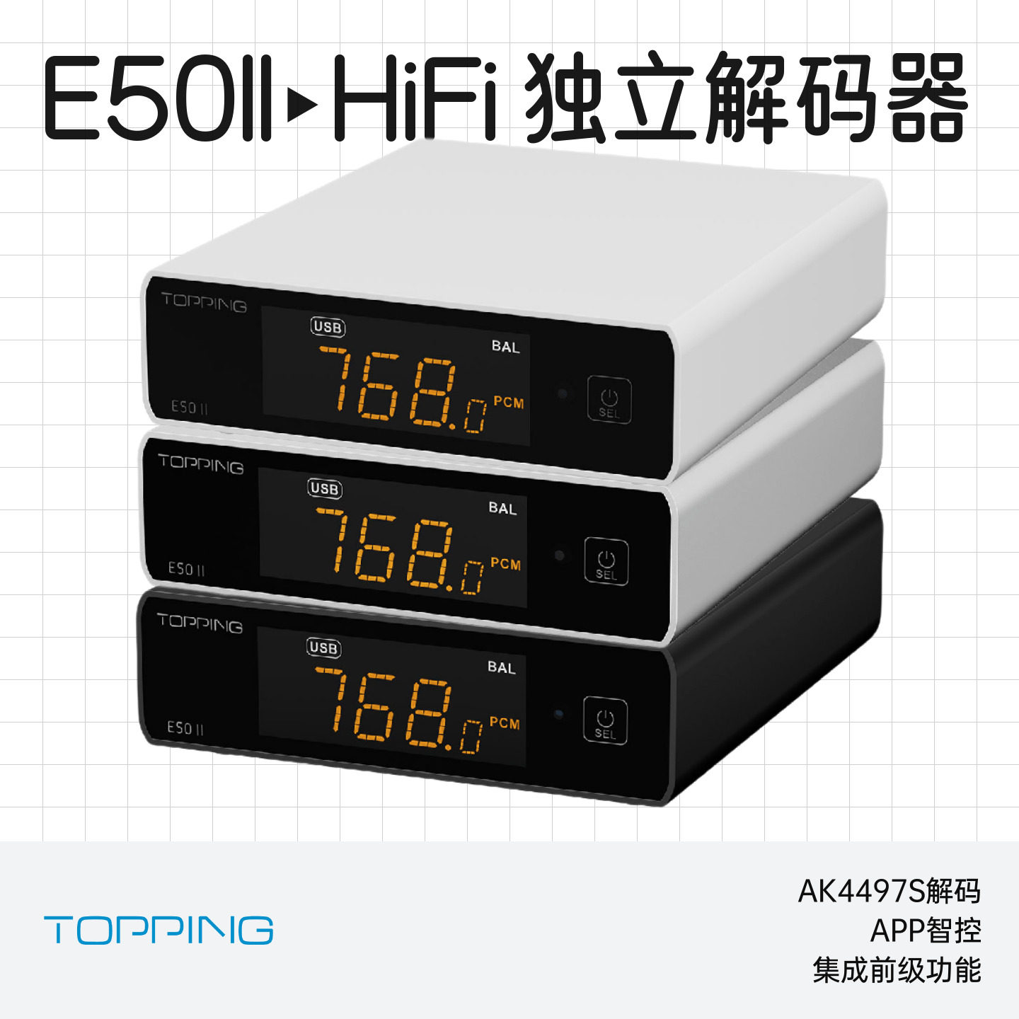 TOPPING/拓品E50II独立解码器发烧HiFi音乐桌面前级DSD512 - 实物图