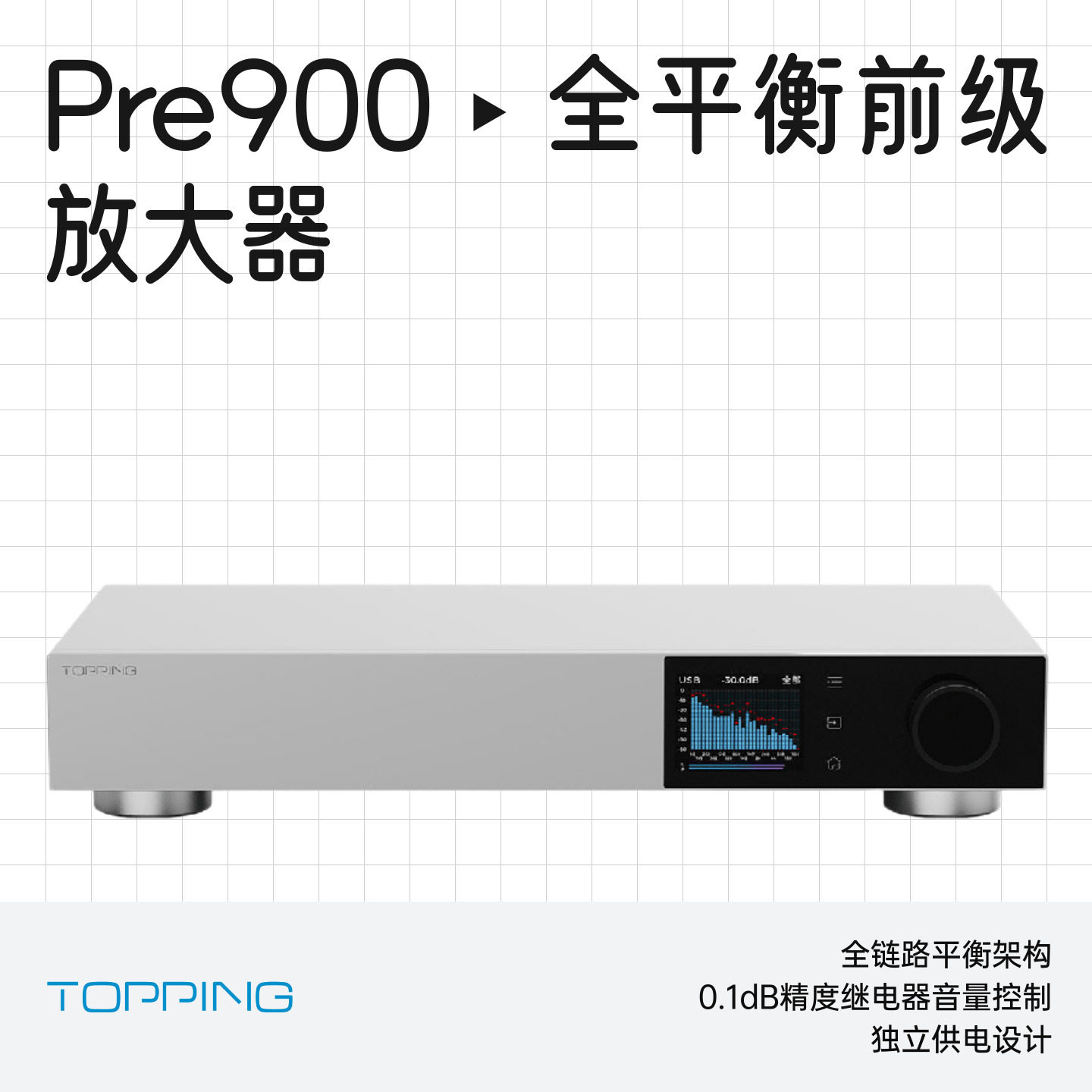 TOPPING/拓品Pre900全平衡前级放大器高音质HiFi发烧音乐桌面功放
