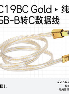ddHiFi TC19BC Gold USB-B转USB-C双屏蔽解码纯银音频信号升级线