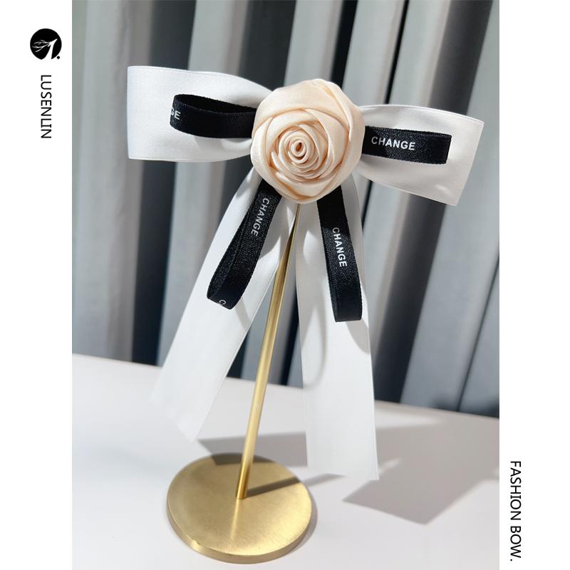 法式香槟山茶花蝴蝶结胸针领结