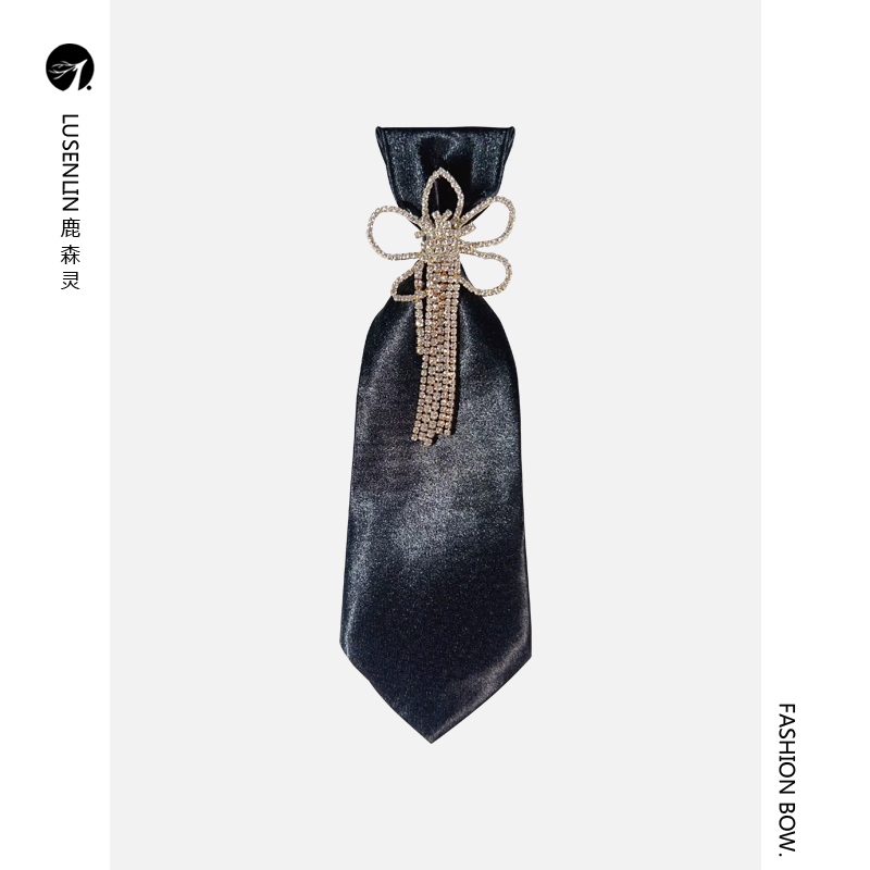 鹿森灵港风ins纯黑女款小领带
