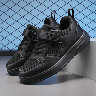 透气网面儿童运动鞋男童鞋子全黑色小女孩白色球鞋40码中大童板鞋