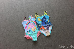 纯原女宝宝吊带连体泳衣女童温泉服可爱卡通防晒泳衣