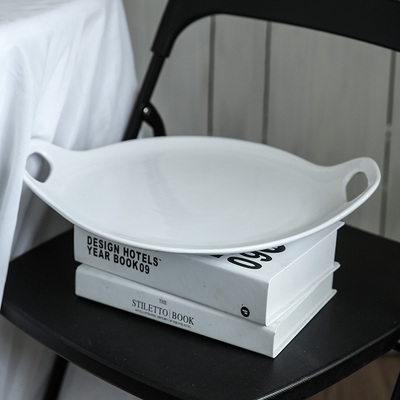 14.4英寸陶瓷托盘双耳极简大餐盘